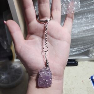 Handwrapped stone keychain